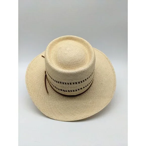 RAG & BONE Cora straw women's boater panama hat -Natural/Tan - SMALL